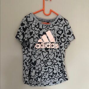 Adidas Kids Heart Print Gray T-Shirt